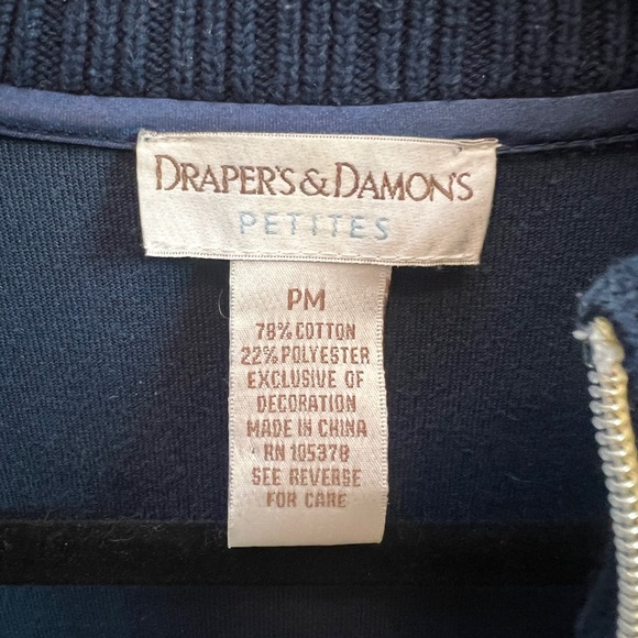 Draper’s & Damon’s Blue Cable Knit Zip Up Cardigan Sweater size Petite Medium - Picture 3 of 4